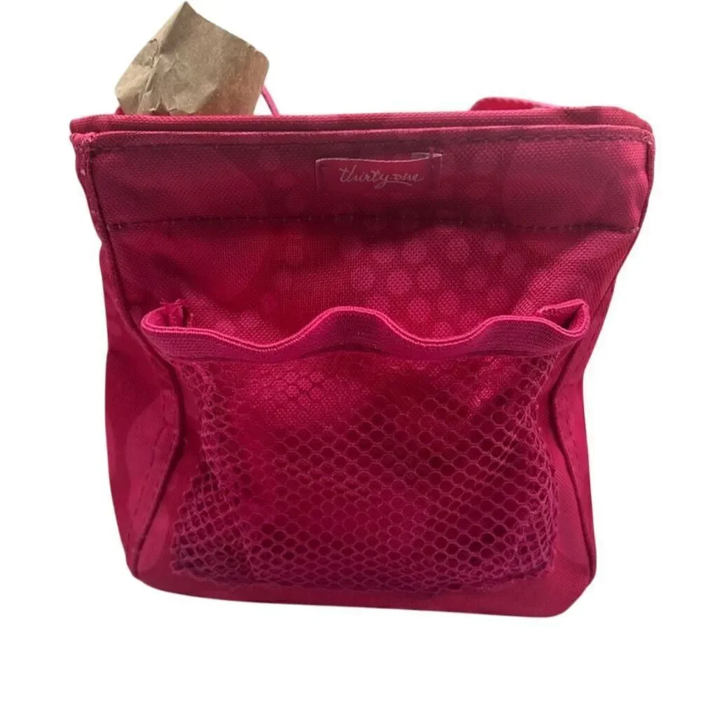 Thirty-One Hot Pink Polka Dot Tote Bag Unisex with Mesh Pocket
